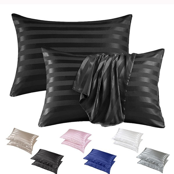Pure Mulberry Silk Exquisite Stripes Pillowcase Hypoallergenic Soft Breathable Both Sides Silk Pillow Case