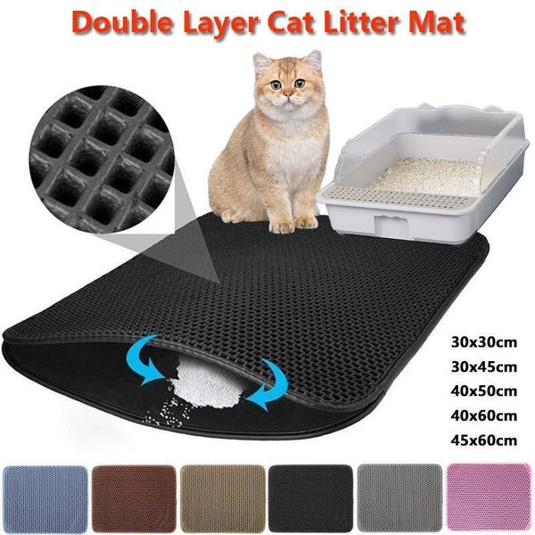 Waterproof Pet Cat Litter Mat EVA Double Layer Cat Litter Trapping Pet Litter Cat Mat Clean Pad Products For Cats Accessories Smooth Surface Breathab