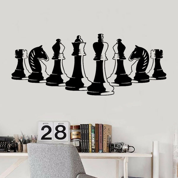 Chess Pieces Wall Decal Strategy Game Interior Design Art Wallpaper Bedroom Study Room Home Decor Door Window Vinyl Sticker