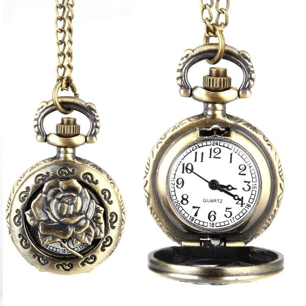 Mode Vintage montre à Quartz alliage évider fleurs femmes dame filles collier pendentif chandail chaîne horloge cadeaux