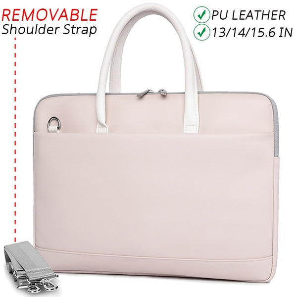 PU Leather Shockproof Waterproof 13.3 14 15.6 Inch Laptop Bag Women Business Briefcase Women Handbag Shoulder Bag Notebook Bag Case