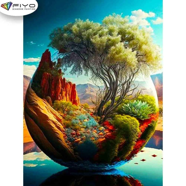 FIYO World Tree Diamond Painting Kits For Adults DIY 5D Diamond Mosaic Diamond Painting Home and Kitchen Fashion Canvas Pictures Wall Decoration Gift