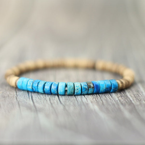 Antique fait à la main 6mm Bracelet en bois de luxe empereur pierre gaufrette Boho Braclet pour hommes Yoga méditation bijoux Homme