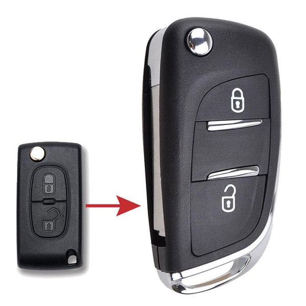 Coque porte-clé à distance pliante modifiée pour Peugeot 207 307 308 3008 5008 Expert Partner Citroen C3 Picasso Blade CE0536
