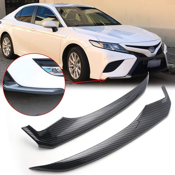 Carbon Fiber Style Front Bumper Lip Corner Cover Trim Lower Protector Splitter Spoiler For Toyota Camry SE XSE 2018 2019 2020