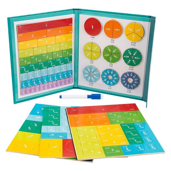Pliable Portable Fraction Cognitive Pairing Puzzle Magnetic Fraction Baby Learning Book