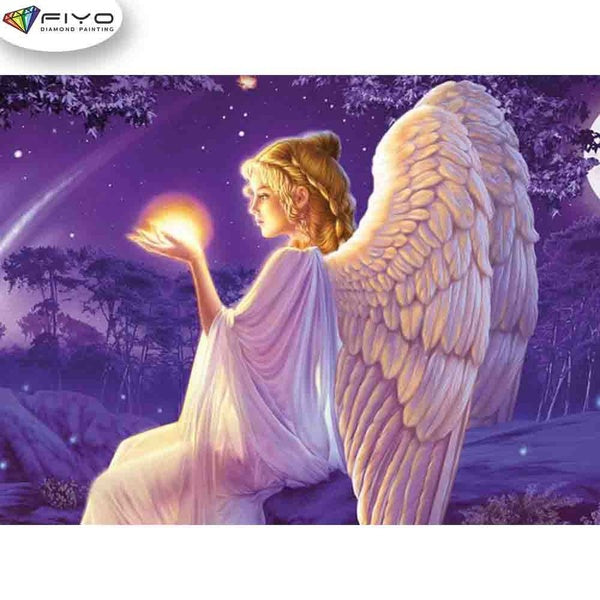 FIYO Angel DIY 5D Diamond Painting Full Drill with Number Kits Home and Kitchen Fashion Mosaic Diamond Painting Canvas Wall Decoration Gift Crafts fo