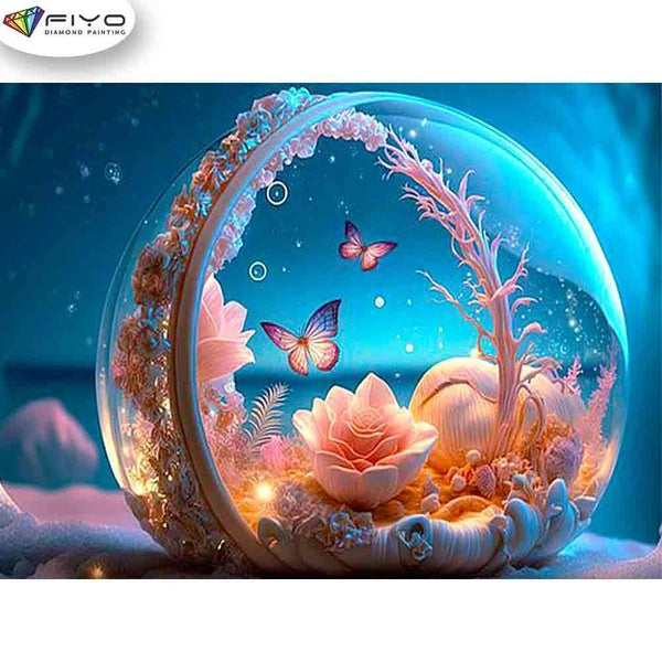 FIYO Butterflies and Flowers Diamond Painting Kits For Adults DIY 5D Diamond Mosaic Diamond Painting Home and Kitchen Fashion Canvas Pictures Wall De