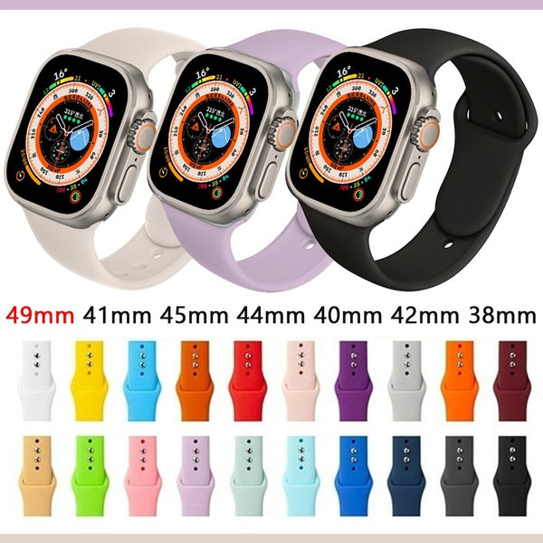 Bracelet en silicone pour smartwatch Ultra 49mm'série 8 7 SE 6 41mm 45mm 40mm 44mm Bracelet de ceinture en caoutchouc sport souple Accessoires pour's