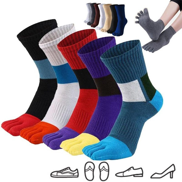 5-4-3-2-1 Pairs Toe Socks Men Women Cotton Five Finger Sports Socks With Toes For Running, Work, Leisure，Breathable Trainer Socks