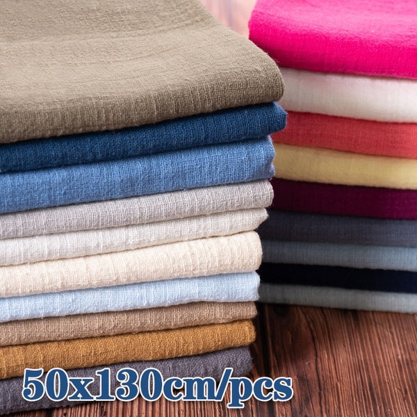 Linen Cotton Cloth Curtain Cloth Soft Craft Sewing Patchwork Fabric Handmade Clothes Fabric 50x130cm-pcs
