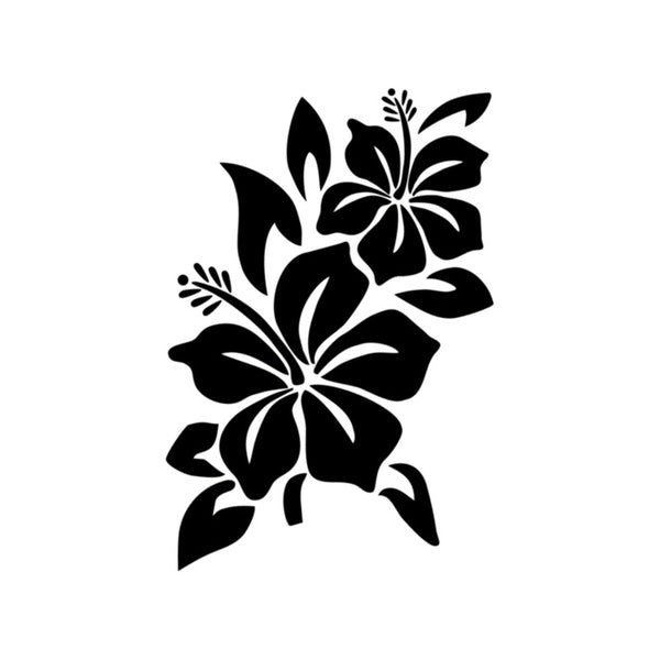 12.1*17.7CM Beautiful Hibiscus Flower Car Sticker Personalized Car Styling Vinyl Decals Black-Silver C7-1763