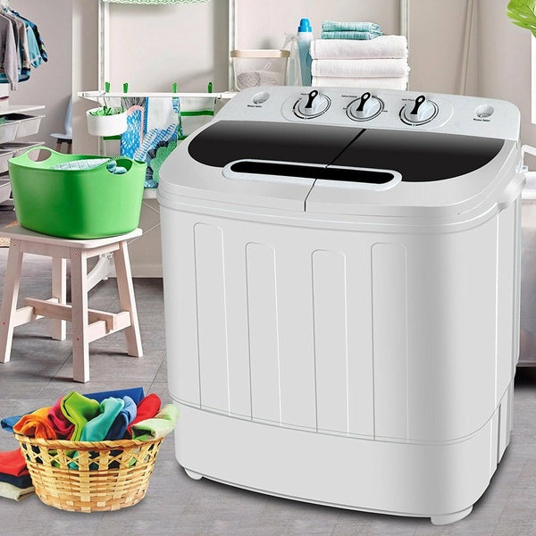 Portable Mini Wash Machine Compact Twin Tub 13lbs Top Load Washer Spin Dryer