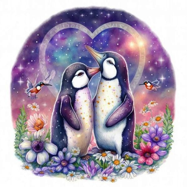 FIYO DIY 5D Penguin Diamond Painting Full Drill with Number Kits Home and Kitchen Fashion Mosaic Diamond Painting Canvas Wall Decoration Gift Crafts