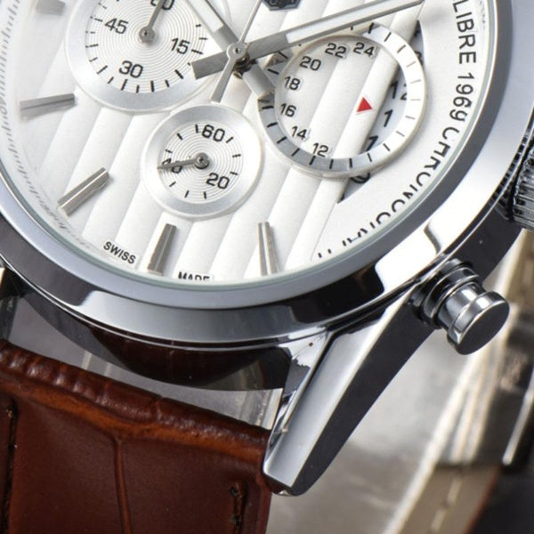 Montres à quartz classiques pour hommes Montres à bracelet en cuir Montre d'affaires de luxe Montre de marque Montre-bracelet chronographe