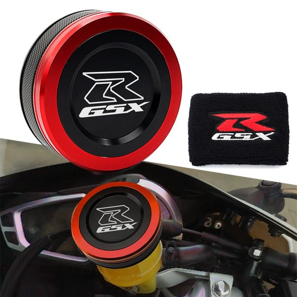 Motorcycle Front Brake Fluid Cap Brake Reservoir Cover & 3D Embroidered Reservior Sock Cover For Suzuki GSXR 600 GSXR 750 GSXR 1000 GSX-R 600