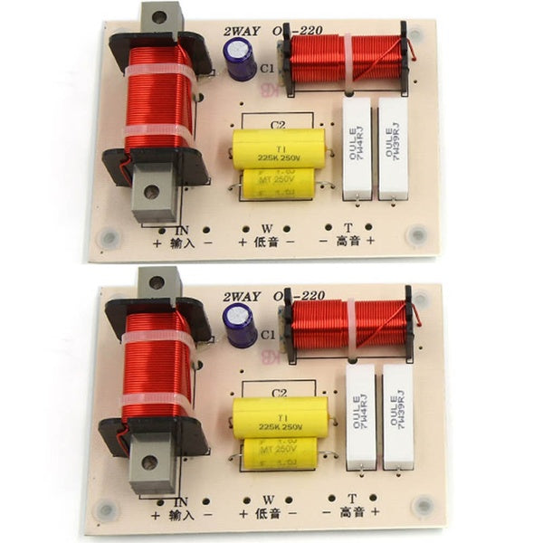 2pcs 180W Speaker Treble Bass 2 Way Loudspeaker Crossover Filter Audio Frequency Divider Car Home