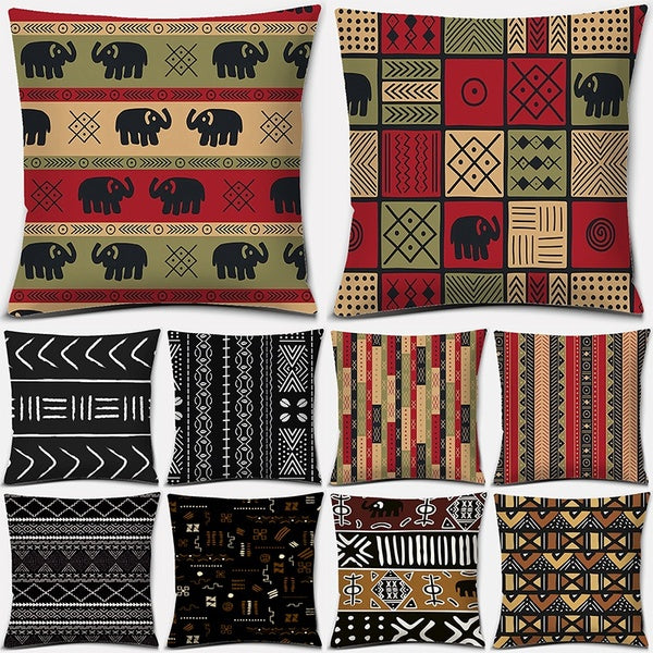 African tribe original mud cloth printing series pattern pillowcase square pillowcase home office decoration (45cm*45cm)