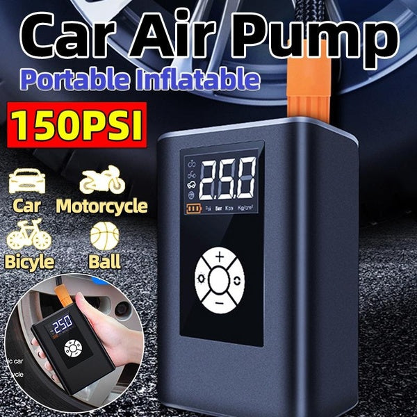 120W Car Air Pump Handheld 150PSI Portable LED Digital Display Electric Tire Inflatable Compressor with LED Light Digital Auto Usb-Cigarette Lighter