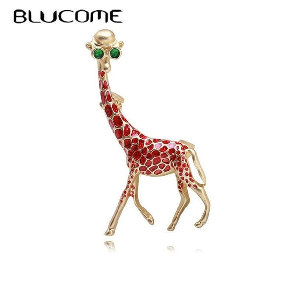 Blucome Vintage Personality Accessories Giraffe Brooch Cute Suit Coat Versatile Women Fashion Buttons Matron Inn