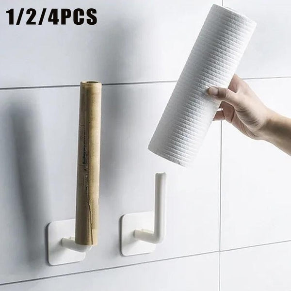 1-2-4 pieces multifunctional punch-free hook kitchen utensils cup roll holder towel rack wall storage rack storage rack