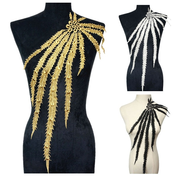 Embroidery Flower Lace Applique Sew Collar Patch Wedding Gown Bridal Party Dress Clothes DIY Crafts