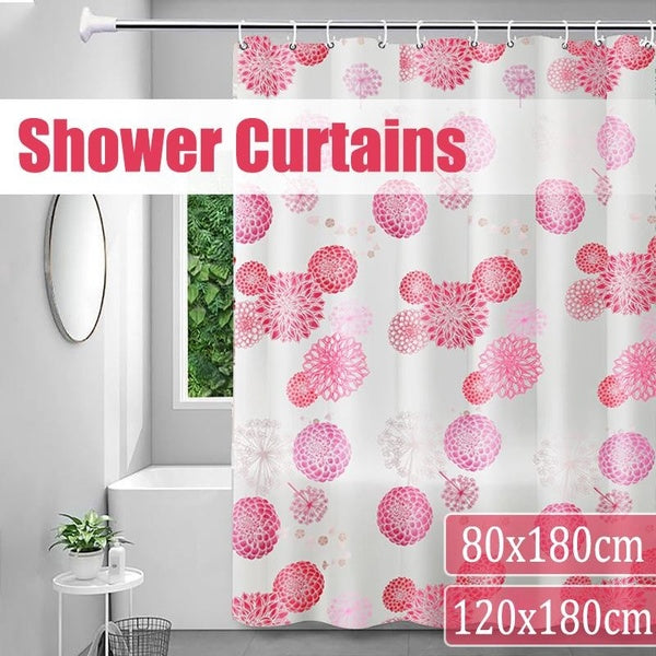 Printing Shower Curtain, Colorful Flower Shower Curtain For Bathroom, Waterproof Fabric Shower Curtain, Bathroom Decoration With Hooks (2 Size)