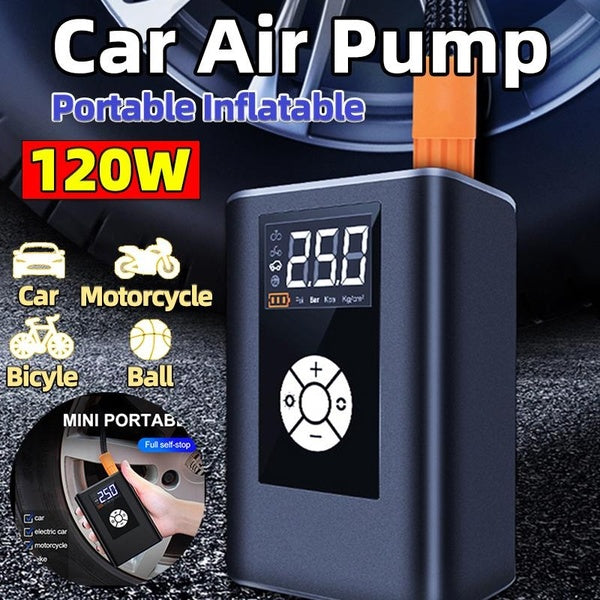 Portable Car Air Pump 120W Handheld LED Digital Display Electric Tire Inflatable Compressor with LED Light Digital Auto Usb-Cigarette Lighter Tire In