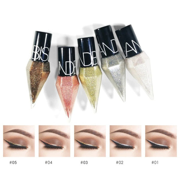 New Professional Shiny Eye Liners Cosmetics for Women Pigment Silver Rose Gold Color Liquid Glitter Eyeliner Makeup