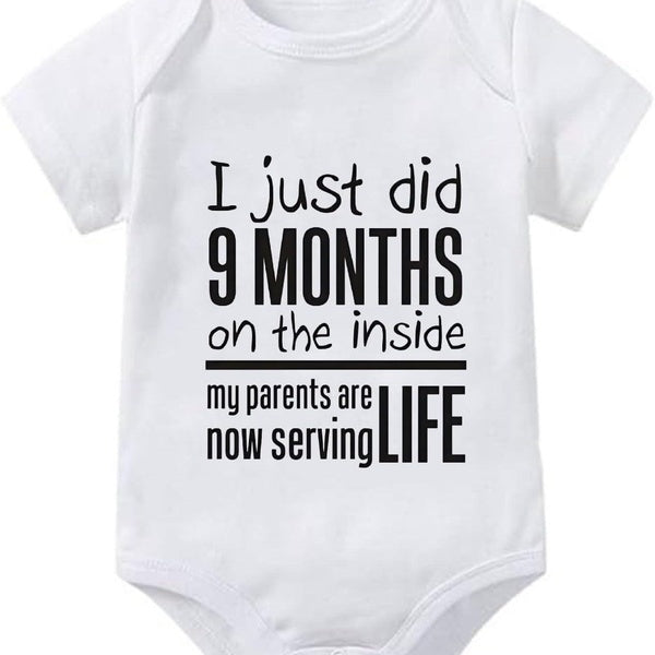 I Just Did 9 Months On The Inside Baby Onesie for Boys Grils,Cute Creeper Infant One-piece Baby Bodysuit,Funny Novelty Short Sleeve Jumpsuit Romper,N