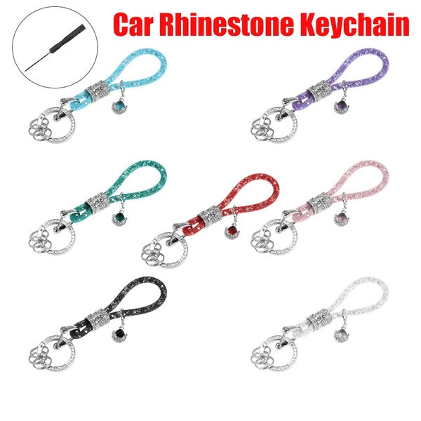 Car Faux Crystal Keychain Ring Key Fob Fashionable Glitter Keychain Accessories