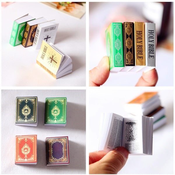 Mini Holy Bible Mini Books Newspaper Dollhouse Accessories Miniatures Collection Toy
