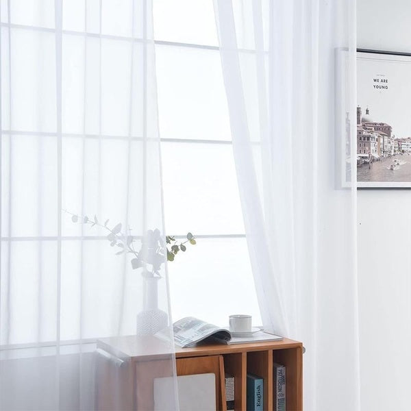 1pc Rod Pocket Voile Sheer Curtain, Window Sheer Curtain Liner,Light Weight Tull Curtains For Living Room And Bedroom Office Home Decoration