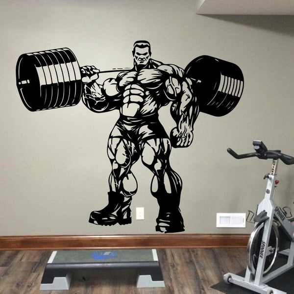 Gym Sign Gym Barbell Fitness Sport Wall Sticker Crossfit Exercise Bell Fitness Center Studio Wall Decal Vinyl Decor