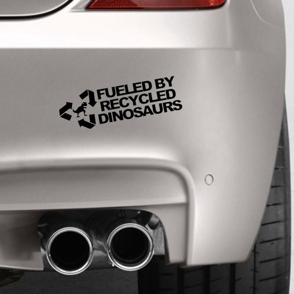 14CM*4.5CM Fashion FUELED BY RECYCLED DINOSAURS Vinyl Car Sticker Decals Black-Silver C15-0111