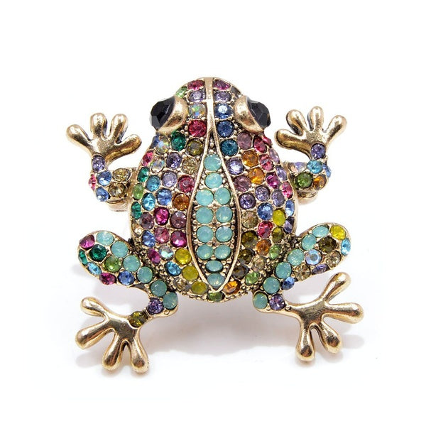 Créativité exquise 3 couleurs choisir strass grenouille broches pour femmes Vintage mode Animal broche broche mignon vif Carton Style bijoux