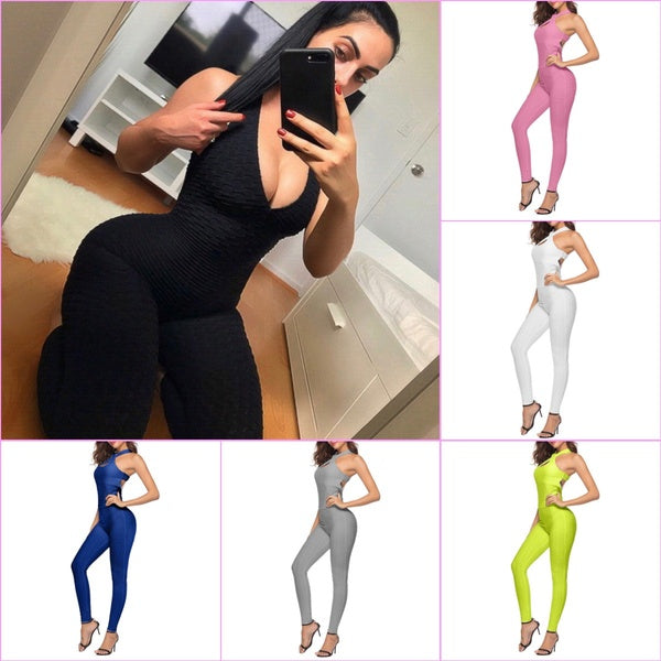 Hot Sale 6 Colors Jacquard Fitness Hip Lifting Casual Yoga Pants Running Sports High Elastic Tights Bubble Jumpsuit Rose Red Yoga Suit Set