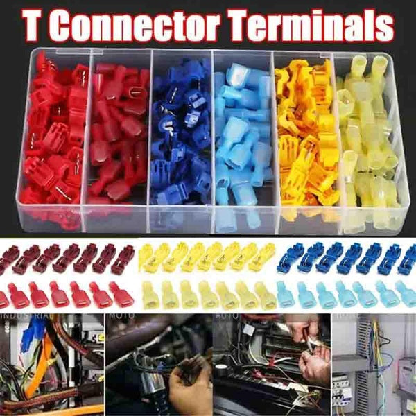 120-60PCS Quick Electrical Cable Connectors Snap Splice Lock Wire Terminals Crimp T-Tap Wire Connectors Assortment Kit