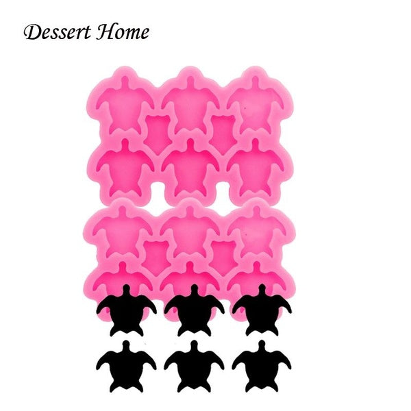 DY1416 Shiny 2PC Mini Turtle Silicone Ear Studs Resin Molds DIY Casting Jewelry Epoxy Earrings Moulds, Polymer Clay Chocolate Fondant Cake Mold