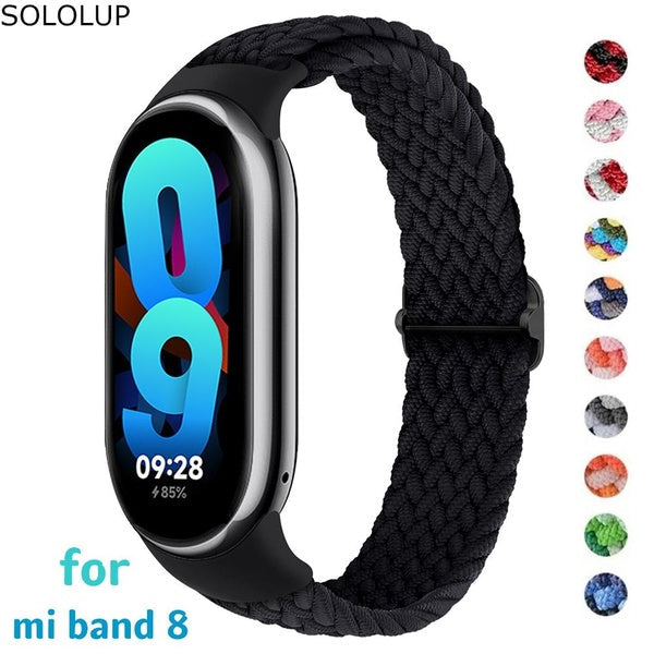SOLOLUP Strap for Mi Band 8 for Xiaomi Mi Band 8 Watch, Braided Nylon Elastic Sport Adjustable Bracelet Belt Wristband Accessories (1 Pcs Band) Matron Inn