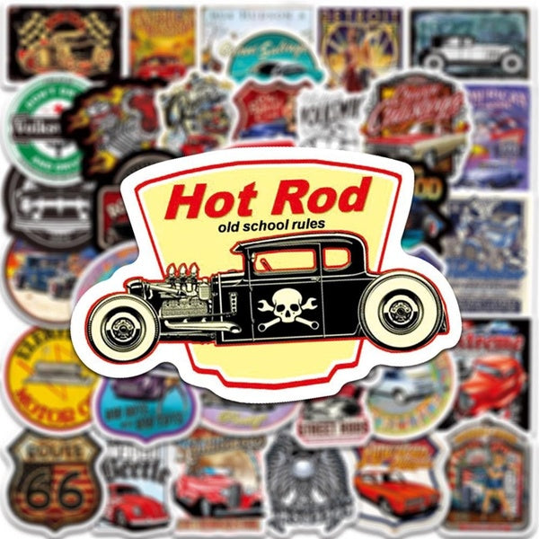 10-50PCS Hot Rod Retro car stickers Vintage Car stickerfor DIY Luggage Laptop Skateboard Motorcycle Bicycle Stickers