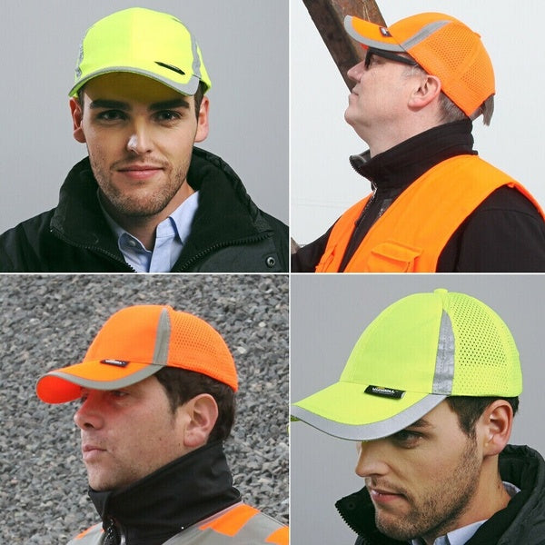 Casquette d'extérieur pour hommes Casquette de baseball réfléchissante Casquette structurée de'sécurité orange ou jaune anti-humidité