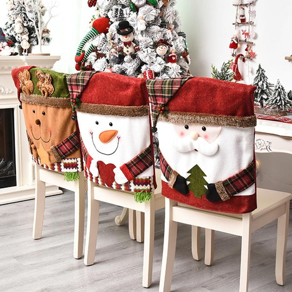 Christmas Dining Chair Back Covers Soft Comfortable Santa Chair Cover Adding Festive Atmosphere