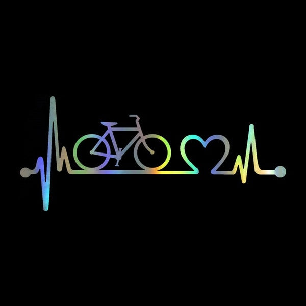Car Sticker 3D 18.5cm*8.1cm Bicycle Heartbeat Lifeline Cycling Sticker On Car Funny Stickers and Decals Vinyl Car Styling