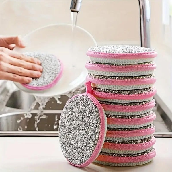 10-5-3pcs Double-sided Dishwashing Sponge Wipe Brush Pot Brush Bowl Cleaning Cloth Kitchen Household Dishwashing Towel To Remove Oil And Stain Strong