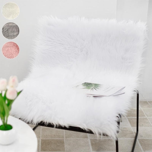 1PC Square Plush Floor Mat, Soft Fluffy Cute Faux Fur Carpet Living Room Sofa Floor Mat, Washable Carpet For Living Room, Bedroom, Children's Bedroom