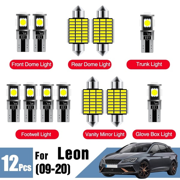 Xukey For SEAT Leon 5F 2012 2013 2014 2015 2016 2017 2018 2019 2020 Interior Light Kit Dome Map Glove Box Lights Bulbs Boot Trunk luggage Compartmen