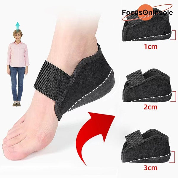FocusOnInsole 1Pair 1-3cm Invisible Height Increase Silicone Gel Socks Heel Pad Orthopedic Arch Support Heel Cushion Soles Foot Insole for Women Men