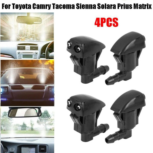 4PCS Car Front Windshield Wiper Blade Nozzle with Rubber Gasket for Toyota Camry Tacoma Sienna Solara Prius Matrix