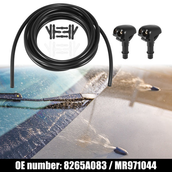 Front Windshield Washer Hose Kit Fit for Mitsubishi Lancer with 3 Meter Washer Fluid Hose 12 Pcs Hose Connectors - Pack of 15 Black